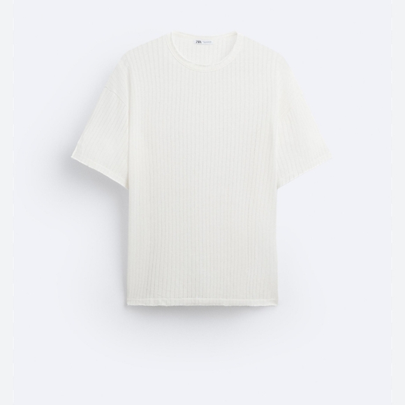 Zara Textured T Shirt knitted Sz M - Picture 3 of 4